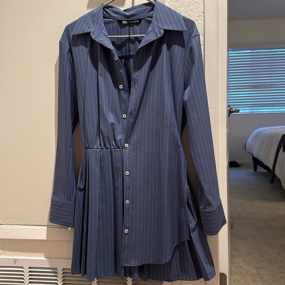Zara pleated skirt/shirt dress
